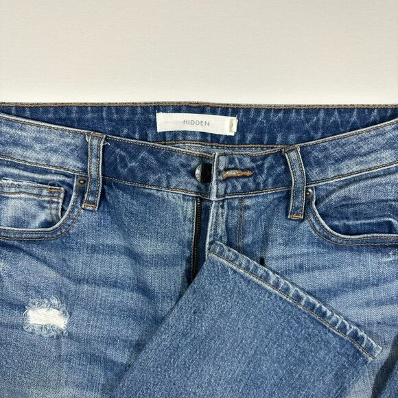 Hidden Jeans Womens Size 27 Mid Rise Straight Leg Distressed Medium Blue Denim - Picture 4 of 6